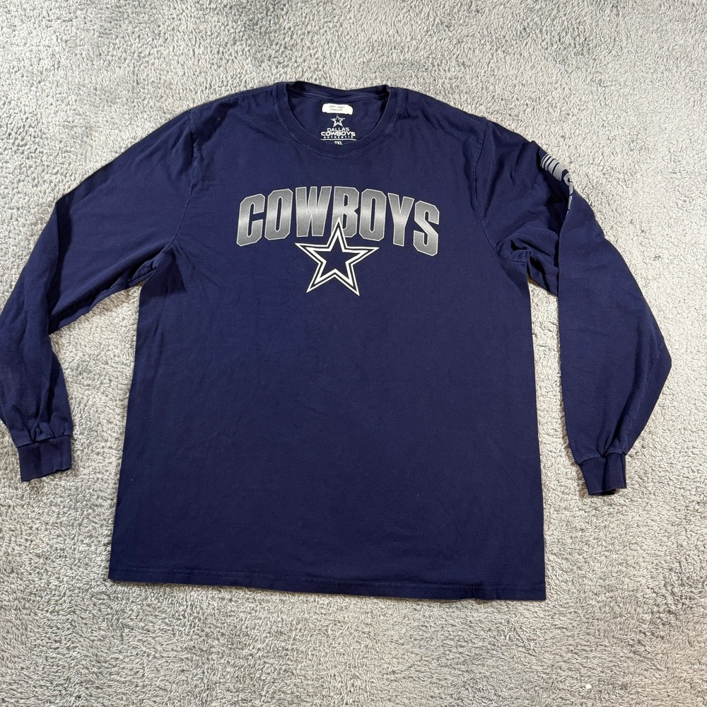 Dallas Cowboys Authentic Mens 2XL Navy Blue Long Sleeve T-Shirt Established 1960